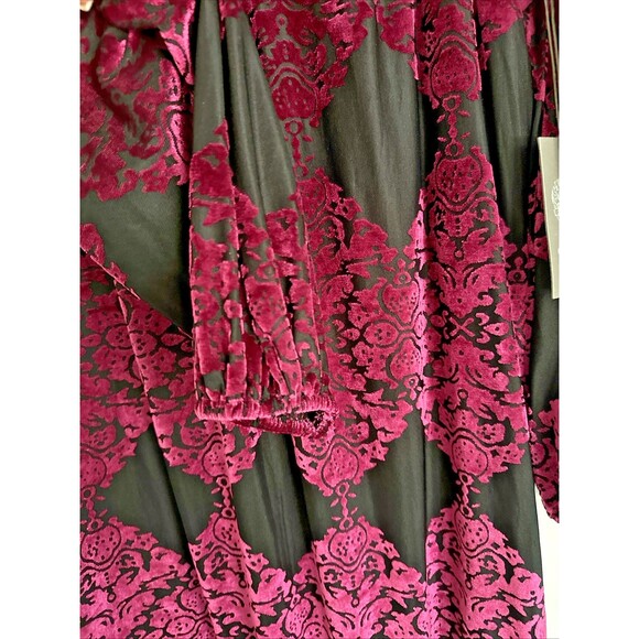 Vince Camuto Women's Burnout Velvet Balloon-Sleeve Chic Dress Black Fuchsia 10 - Picture 8 of 14